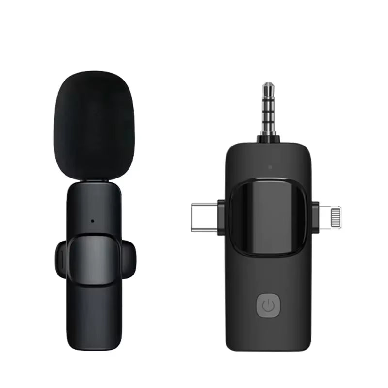 3 in 1 Wireless Lavalier Microphone for Iphone Android 3.5Mm for Radio Live Recording Noise Reduction Professional Mini Microph
