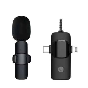 3 in 1 Wireless Lavalier Microphone for Iphone Android 3.5Mm for Radio Live Recording Noise Reduction Professional Mini Microph