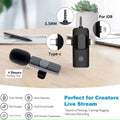 3 in 1 Wireless Lavalier Microphone for Iphone Android 3.5Mm for Radio Live Recording Noise Reduction Professional Mini Microph